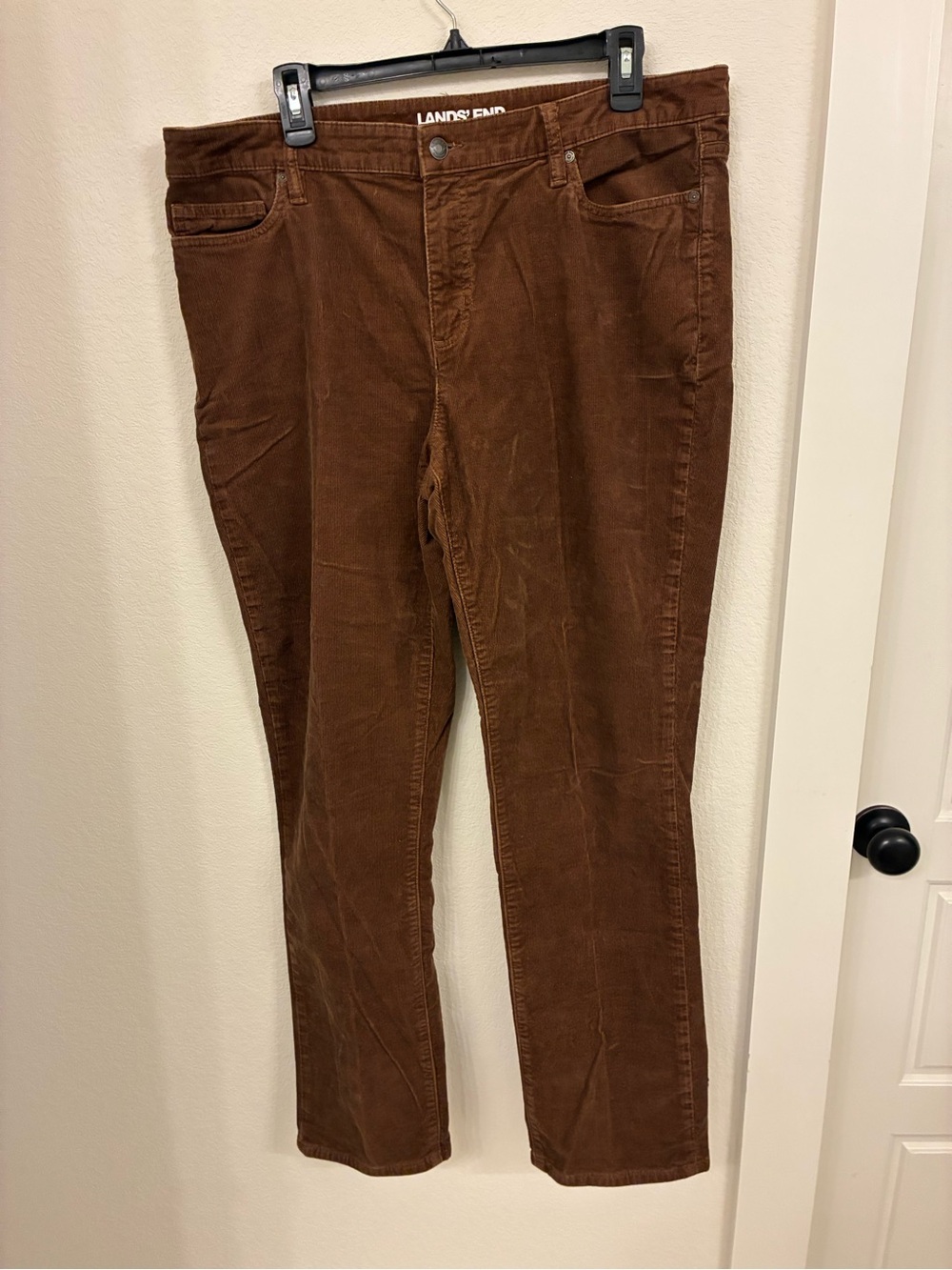 Lands’ End Women’s Straight‑Leg Corduroy Pants – Brown, Size 16 (NWOT)
